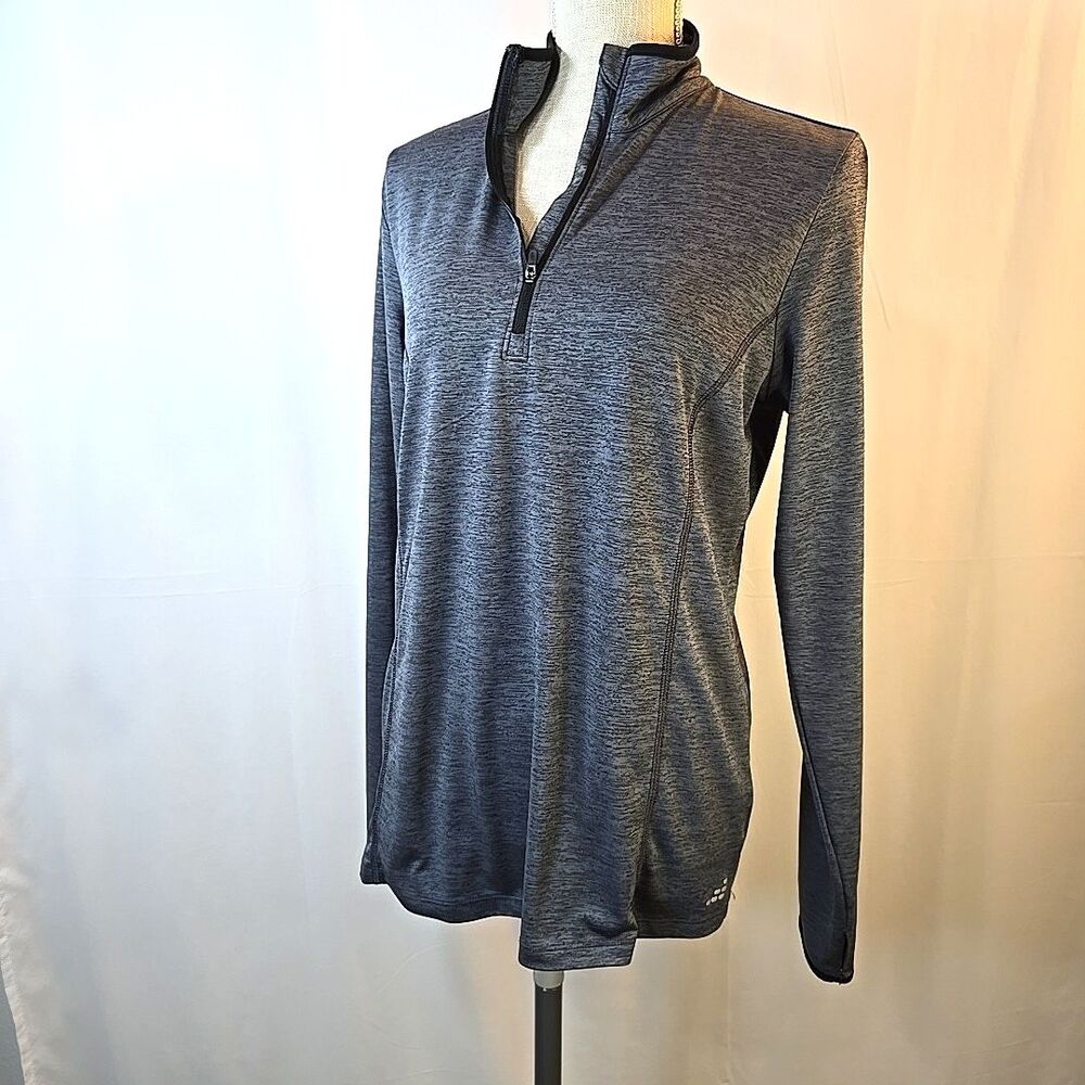 BCG Womens Long Sleeve Pullover Jacket Medium Gray 1/4 Zip Athletic Polyester